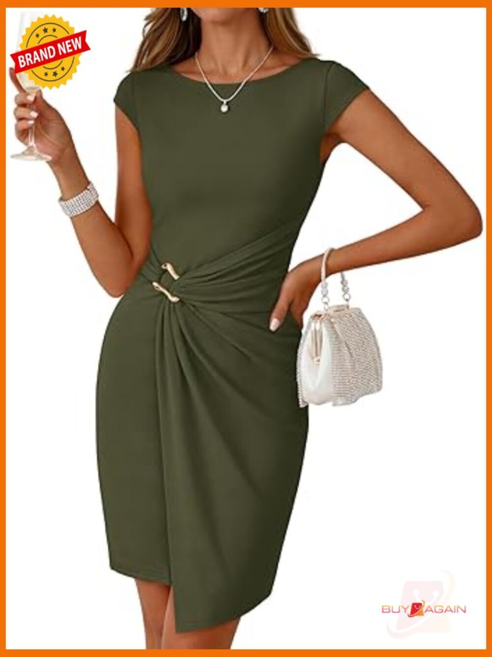 Cap Sleeve Ruched Bodycon Mini Dress Wedding Guest Party Date Night